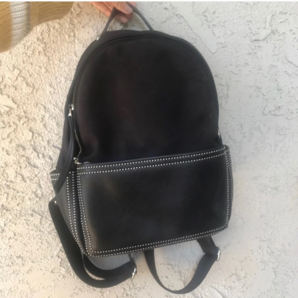 Chic black leather school/travel backpack
